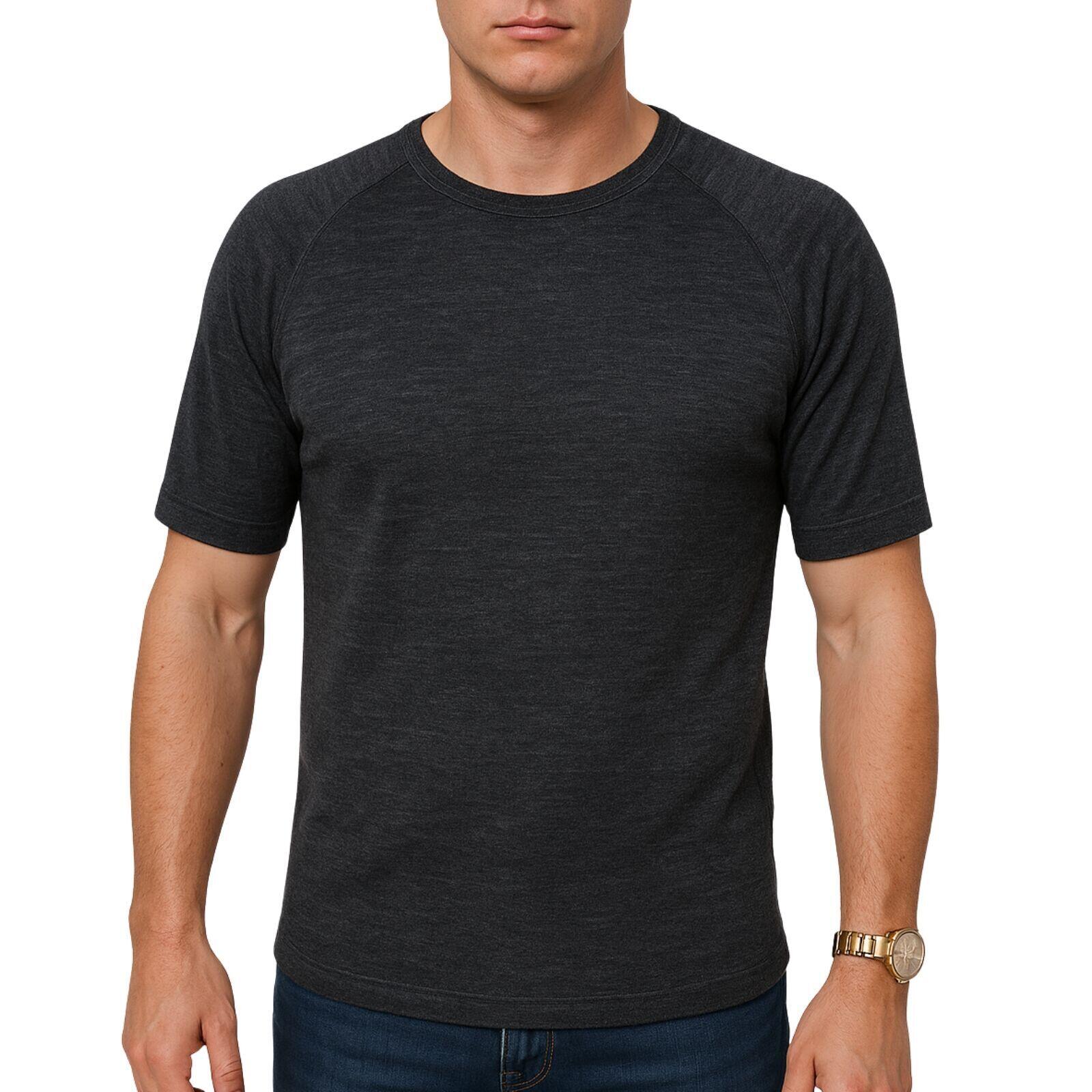 Mens Merino Wool Blend Short Sleeve Thermal Top Underwear Thermals Base Layer