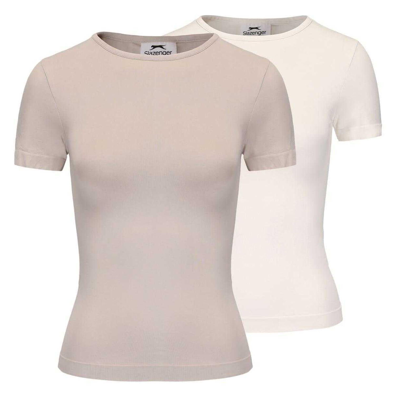 Slazenger Womens/Ladies Crew Neck Slim T-Shirt (Pack of 2)