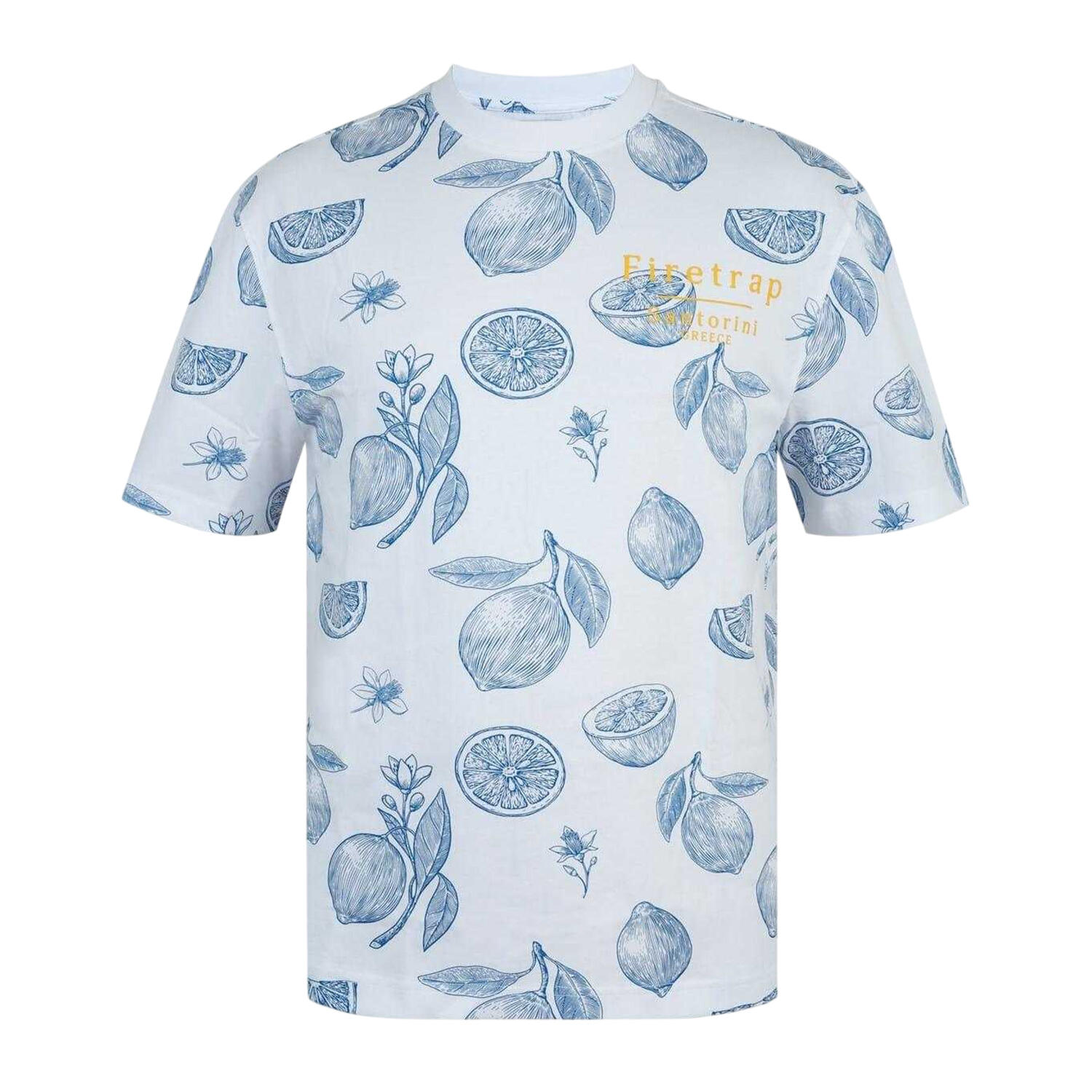 Firetrap Mens Lemon All-Over Print Oversized T-Shirt