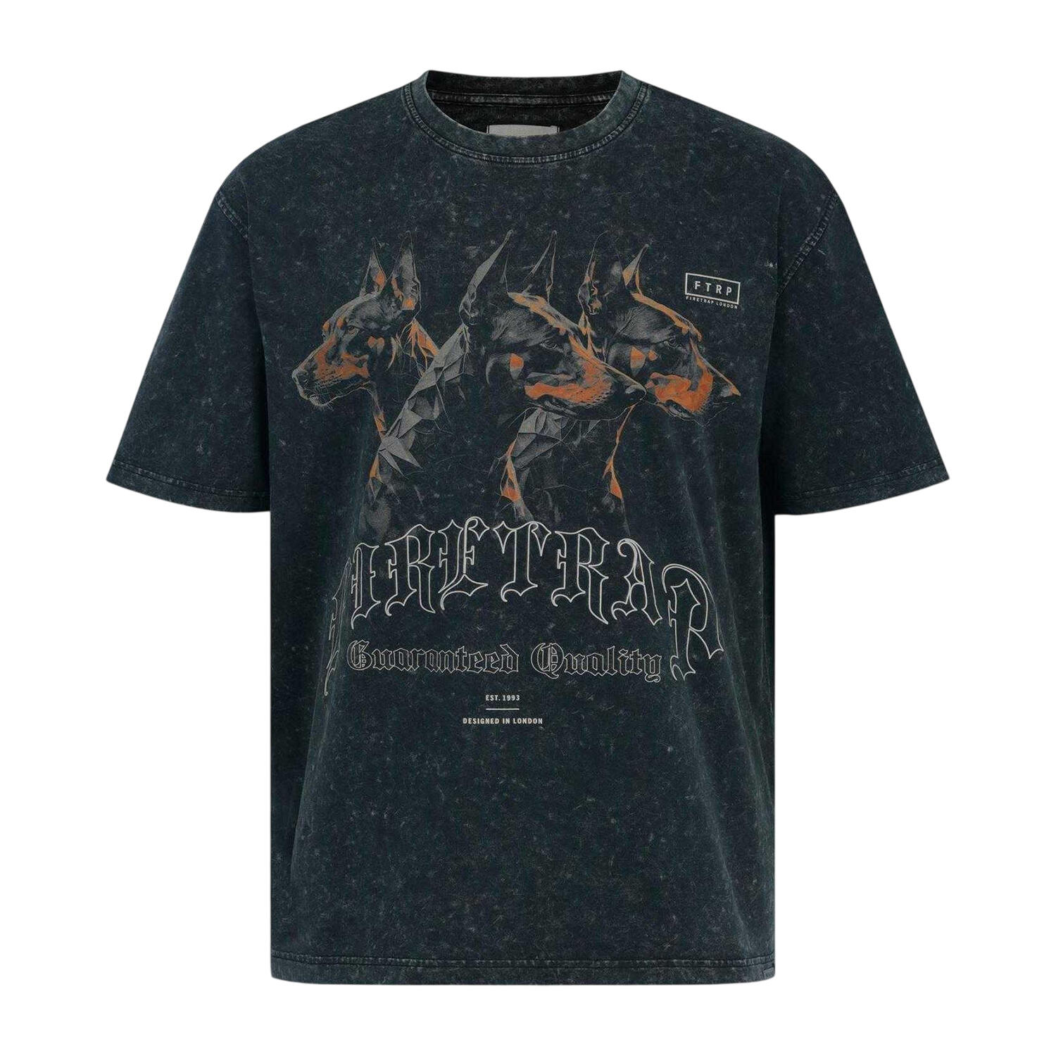 Firetrap Mens Doberman Washed Short-Sleeved T-Shirt