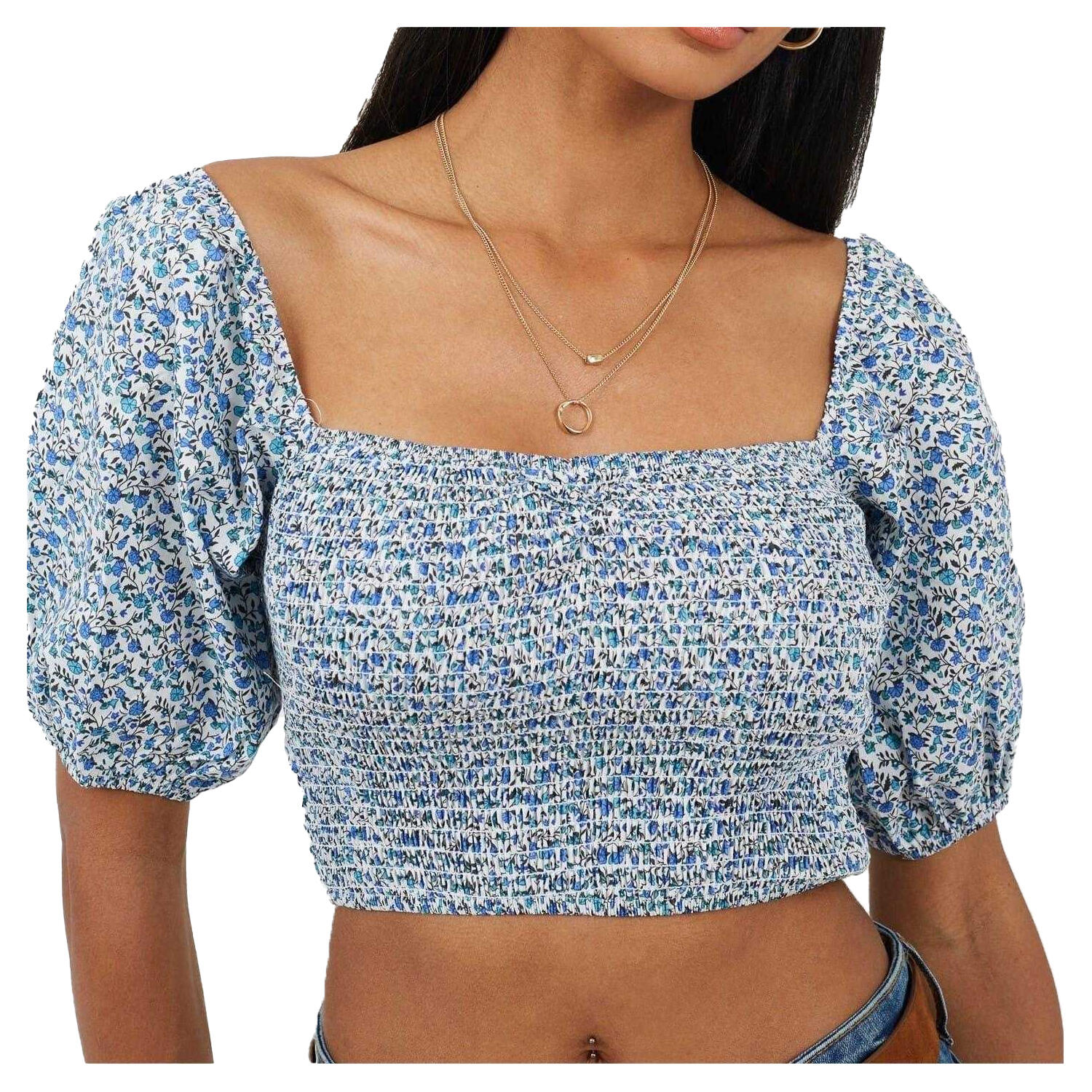 Brave Soul Womens/Ladies Ditsy Floral Puff Sleeve Top