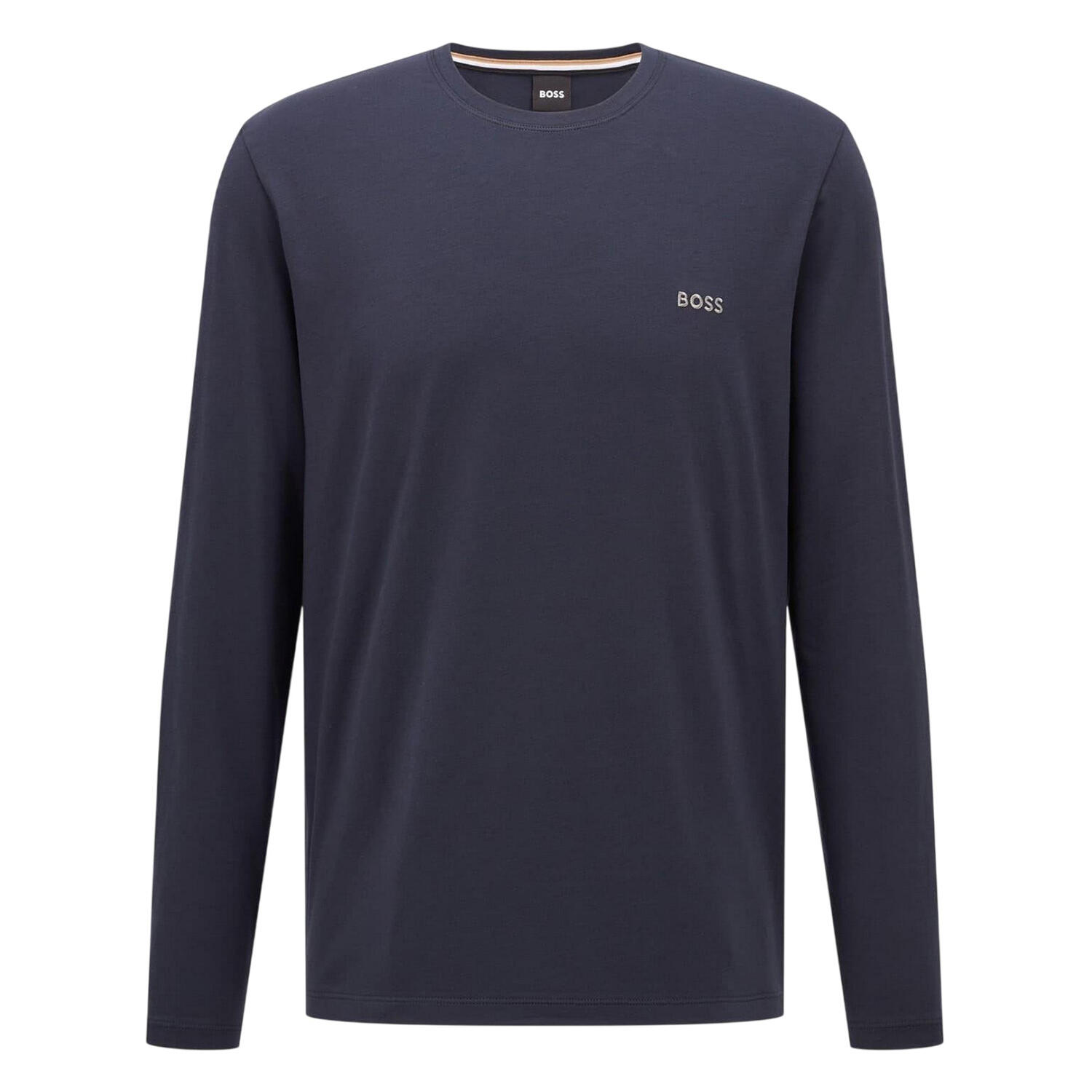 Boss Mens Embroidered Logo Crew Neck Long-Sleeved T-Shirt