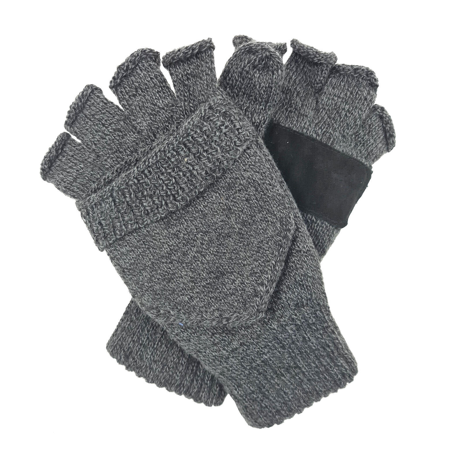 3M Thinsulate Lined Half Finger Fingerless Knit Gloves in Black