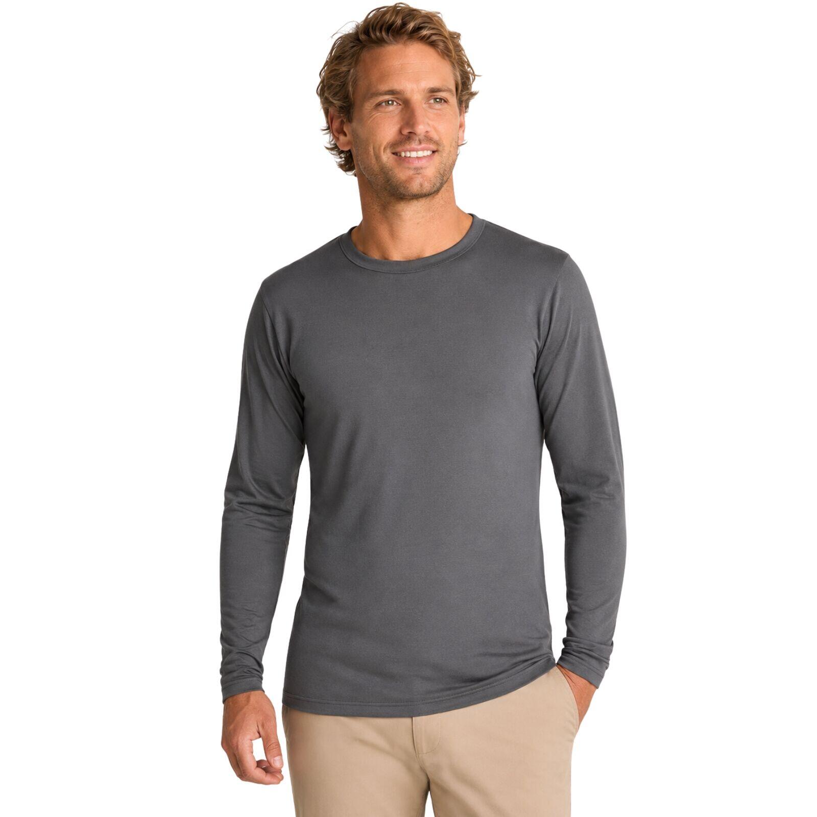 Mens Thermal Top w/ Brushed Interior Warm Winter Fleece Baselayer - Grey