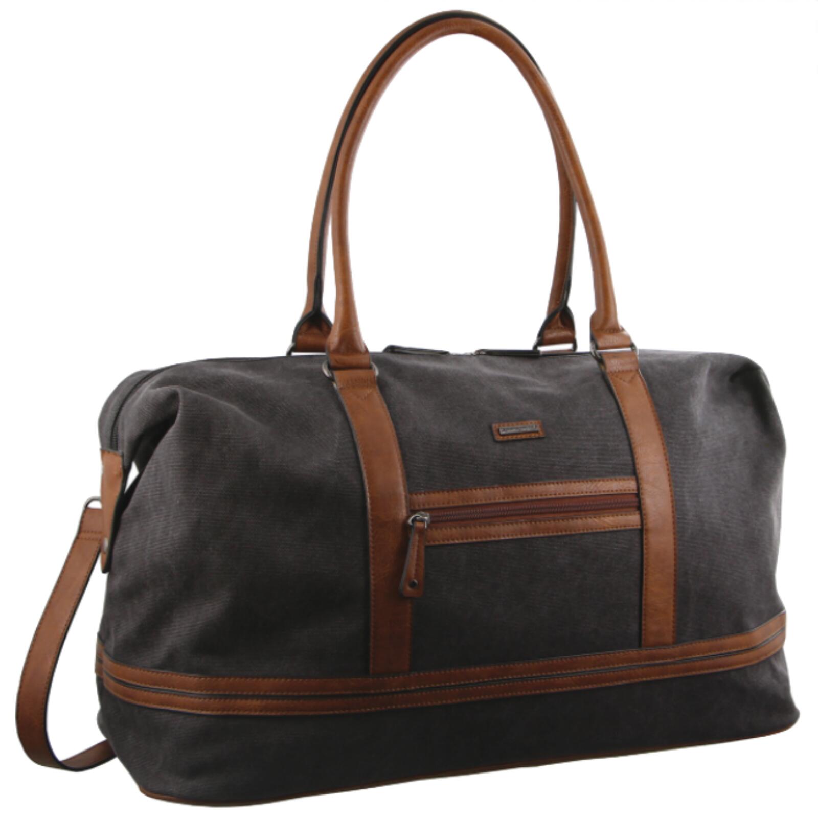 Pierre Cardin Canvas Overnight Business Travel Luggage Weekend Duffle - Black
