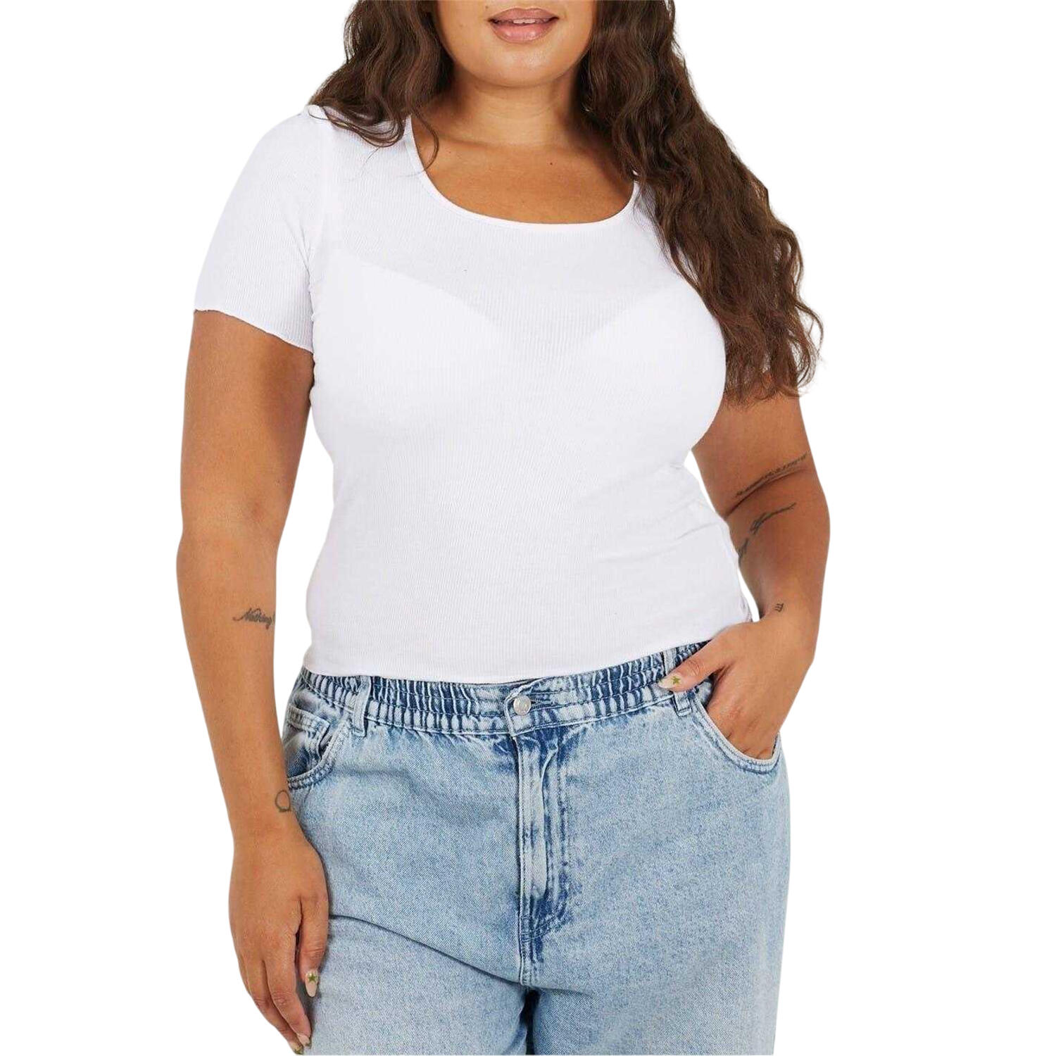 Brave Soul Womens/Ladies Scoop Neck Plus Slim T-Shirt