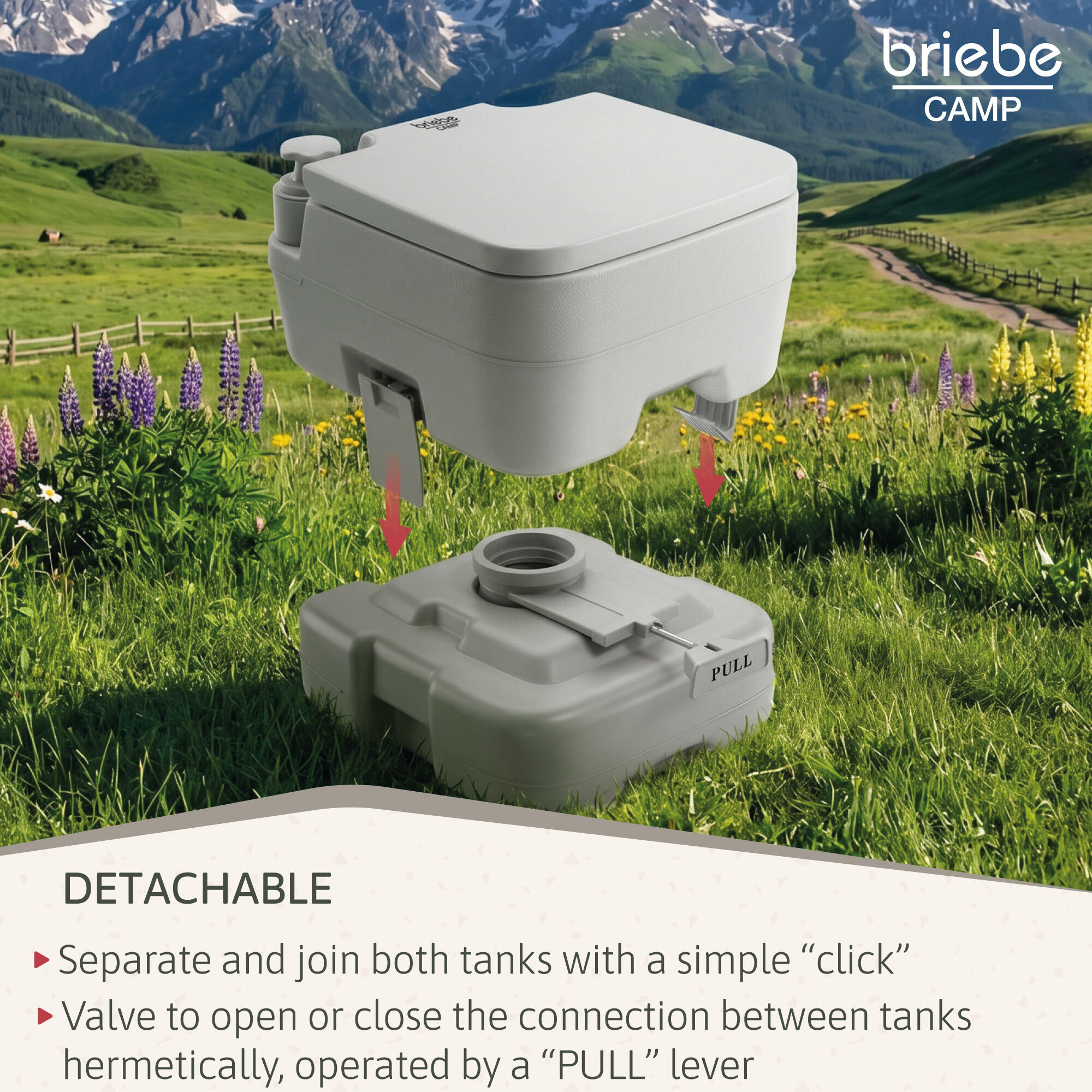 Tragbare 10L-Toilette für Wohnmobil-Camping, 12L-Wasserablauf-WC briebe Camp 7/7