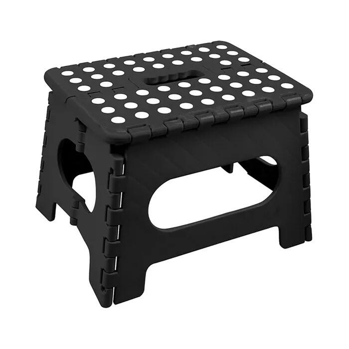 125kg Folding Step Stool Portable Plastic Foldable Chair - Black