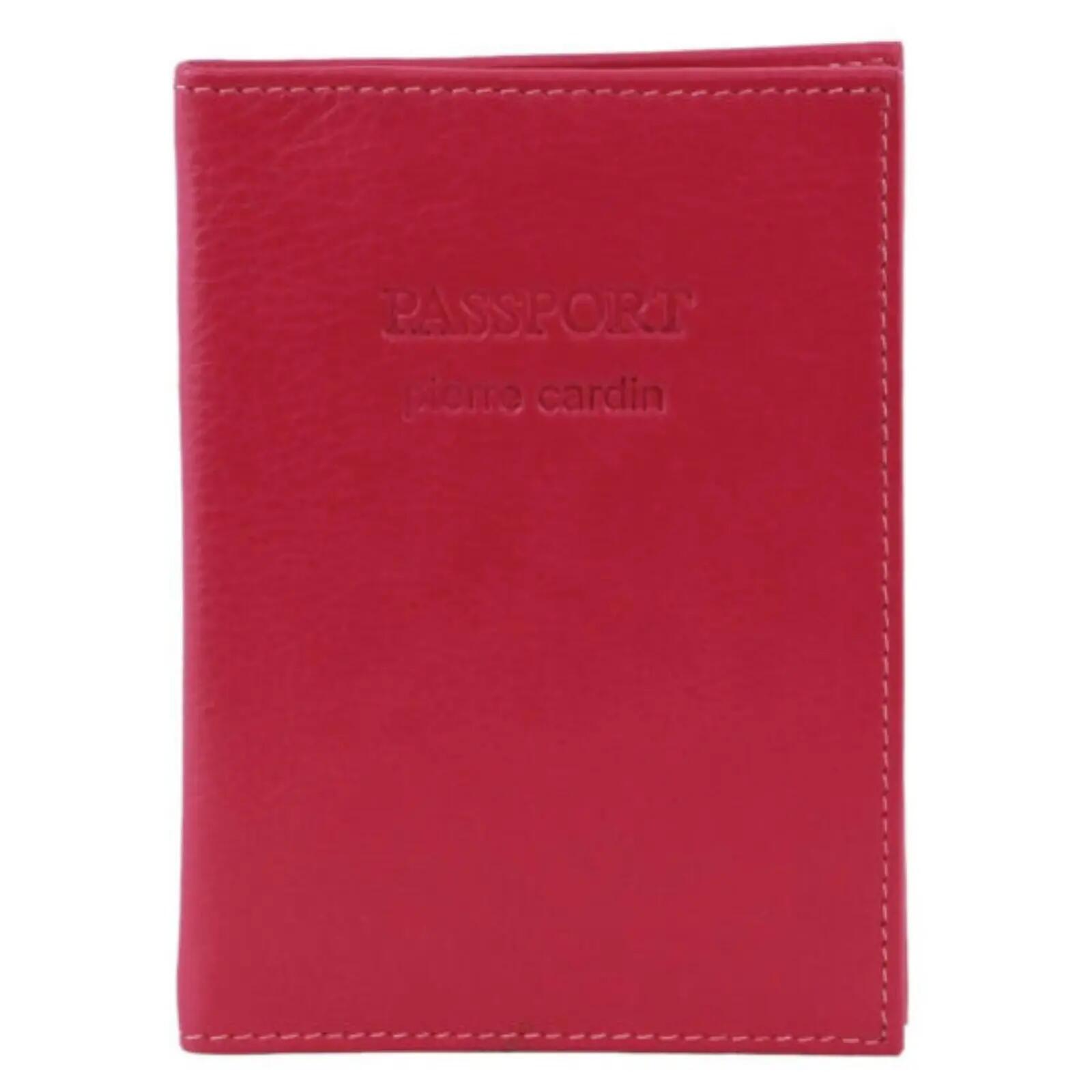 Pierre Cardin Slim Leather Passport Travel Wallet Holder RFID Case Cover - Fusch