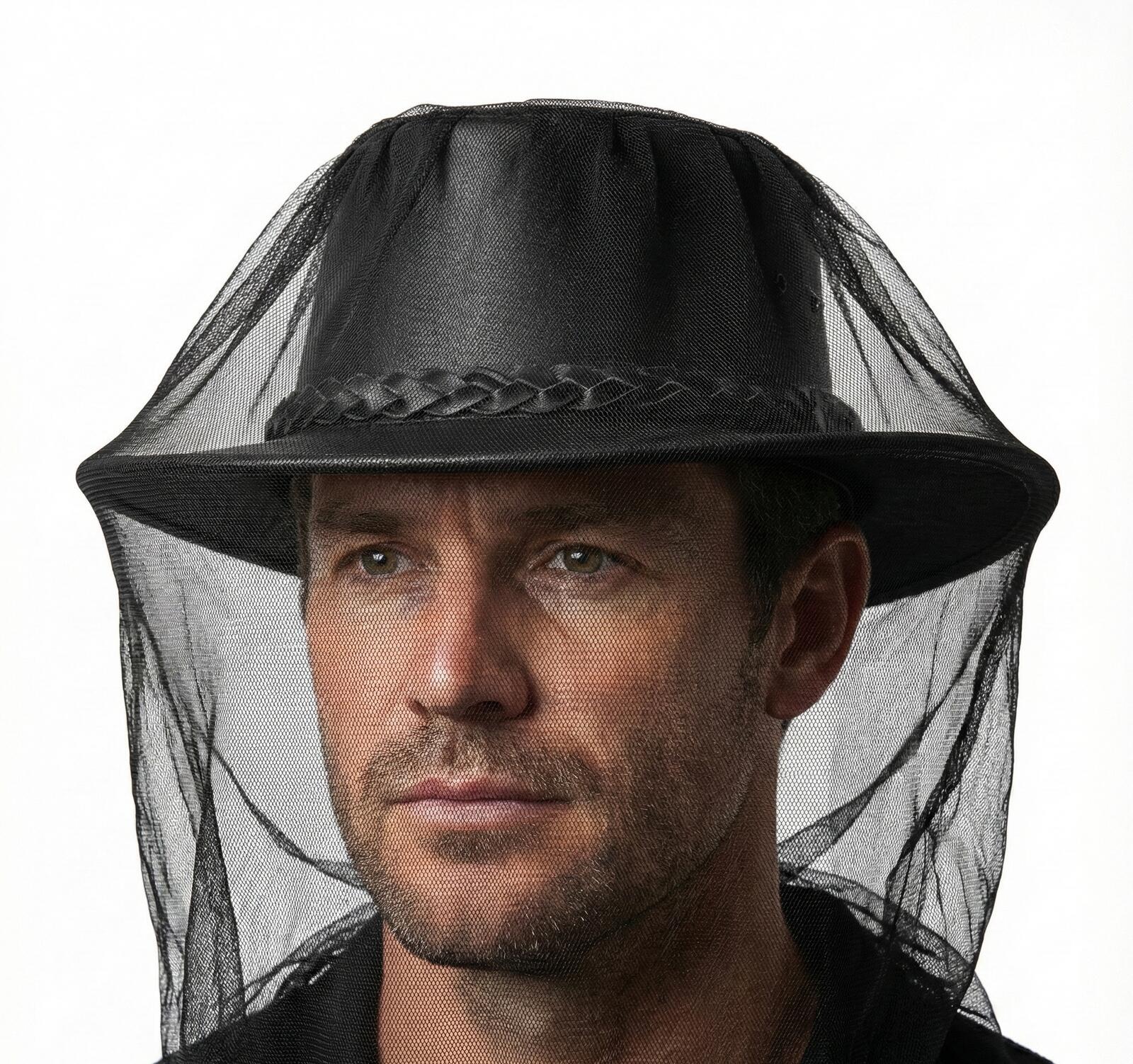 Deluxe MOSQUITO HAT NET Head Protector Bee Bug Mesh Mozzie Insect Fishing Fly
