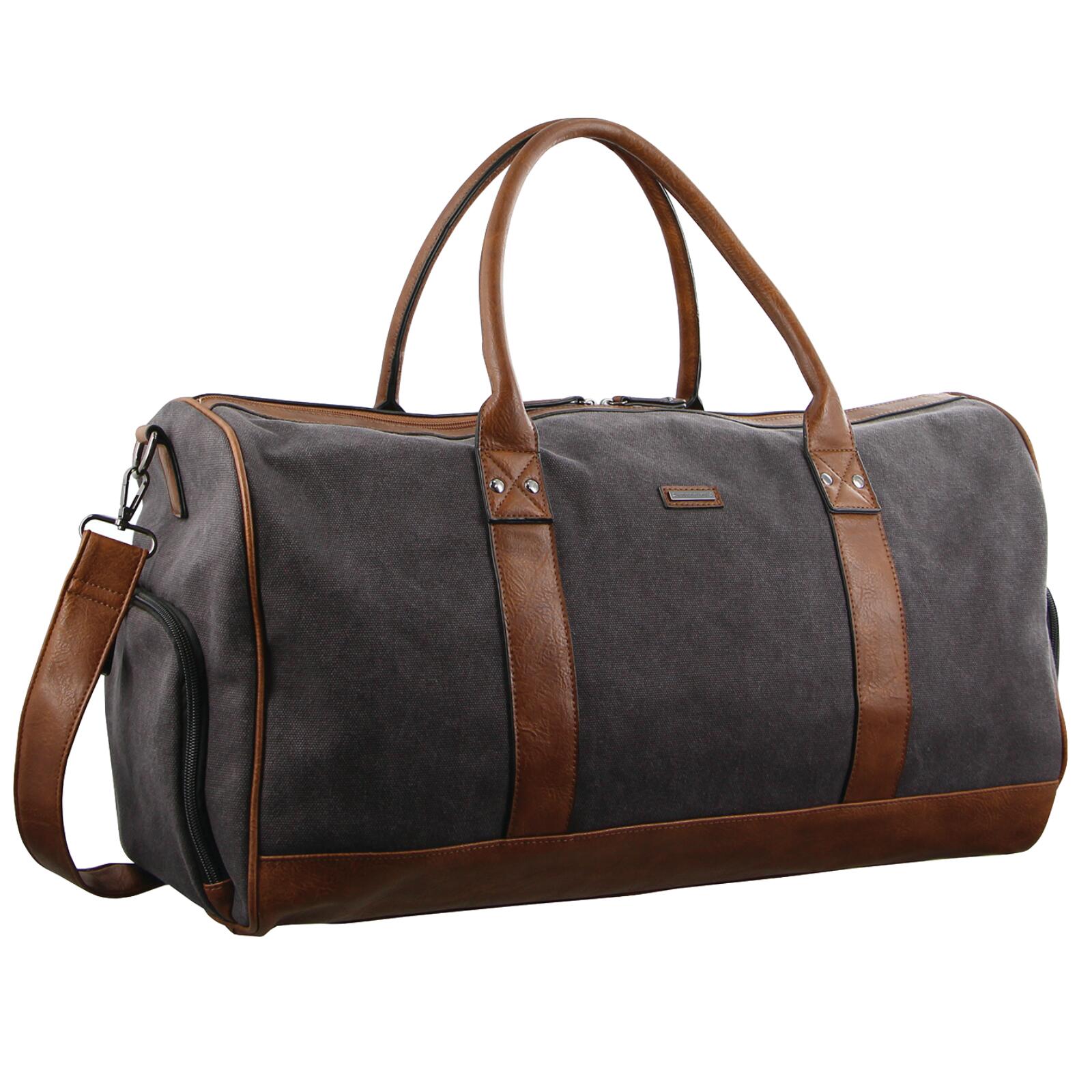 Pierre Cardin Canvas Mens Travel Duffle Overnight Business Luggage - Black