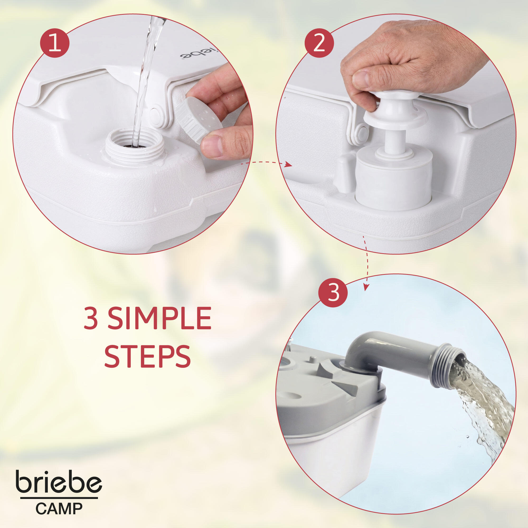 Tragbare 24L-Toilette für Wohnmobil-Camping, 20L-Wasserablauf-WC briebe Camp 7/7