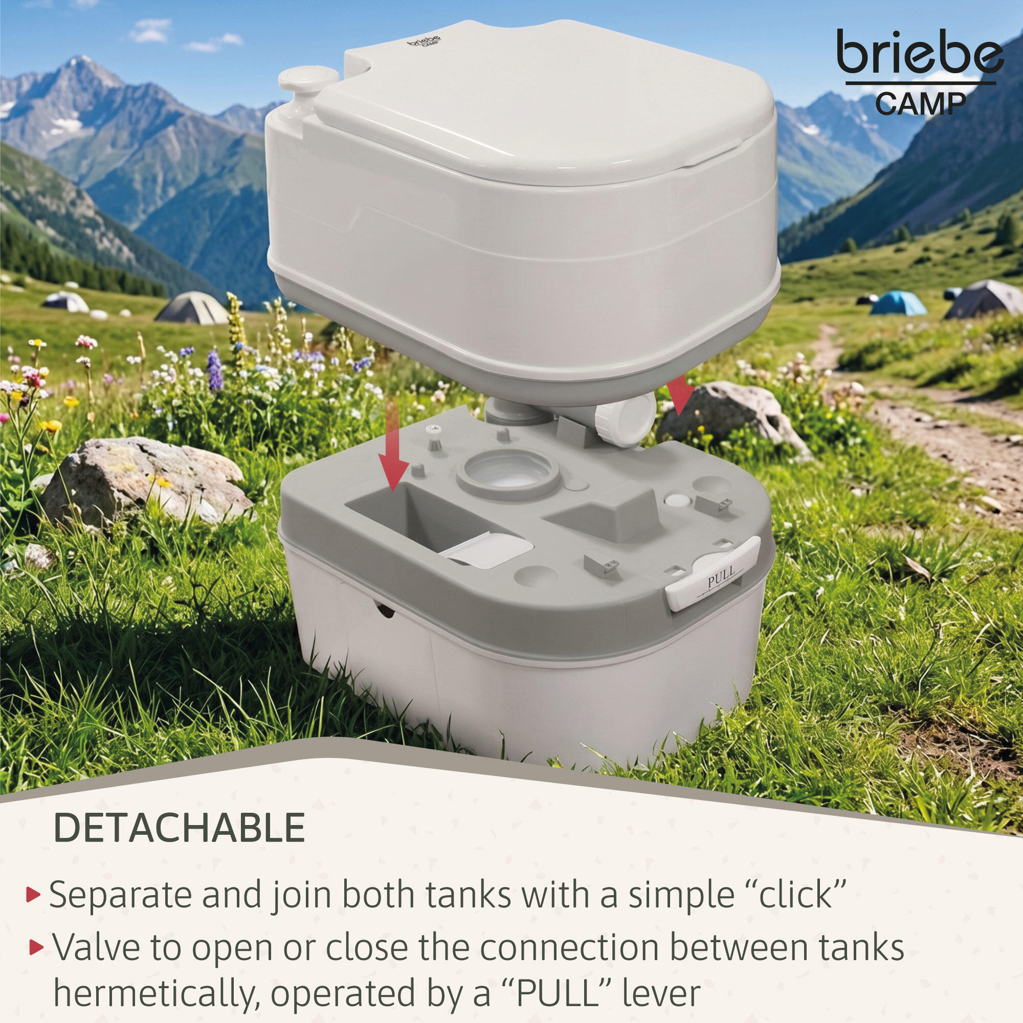 Tragbare 24L-Toilette für Wohnmobil-Camping, 20L-Wasserablauf-WC briebe Camp 6/7