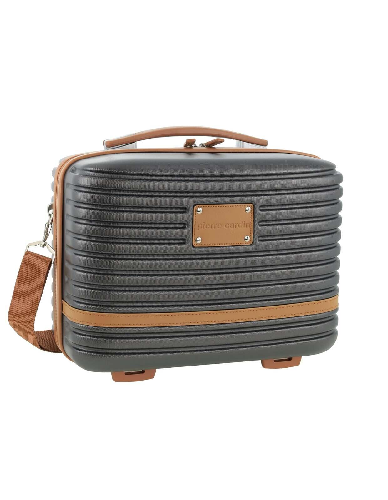 Pierre Cardin Beauty Case Hard Shell Cosmetic Organizer Travel in Charcoal