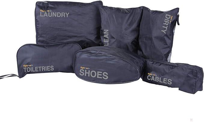 5pcs Travel Bag Set Laundry Toiletries Shoes Cables Storage  Zipped Organizer