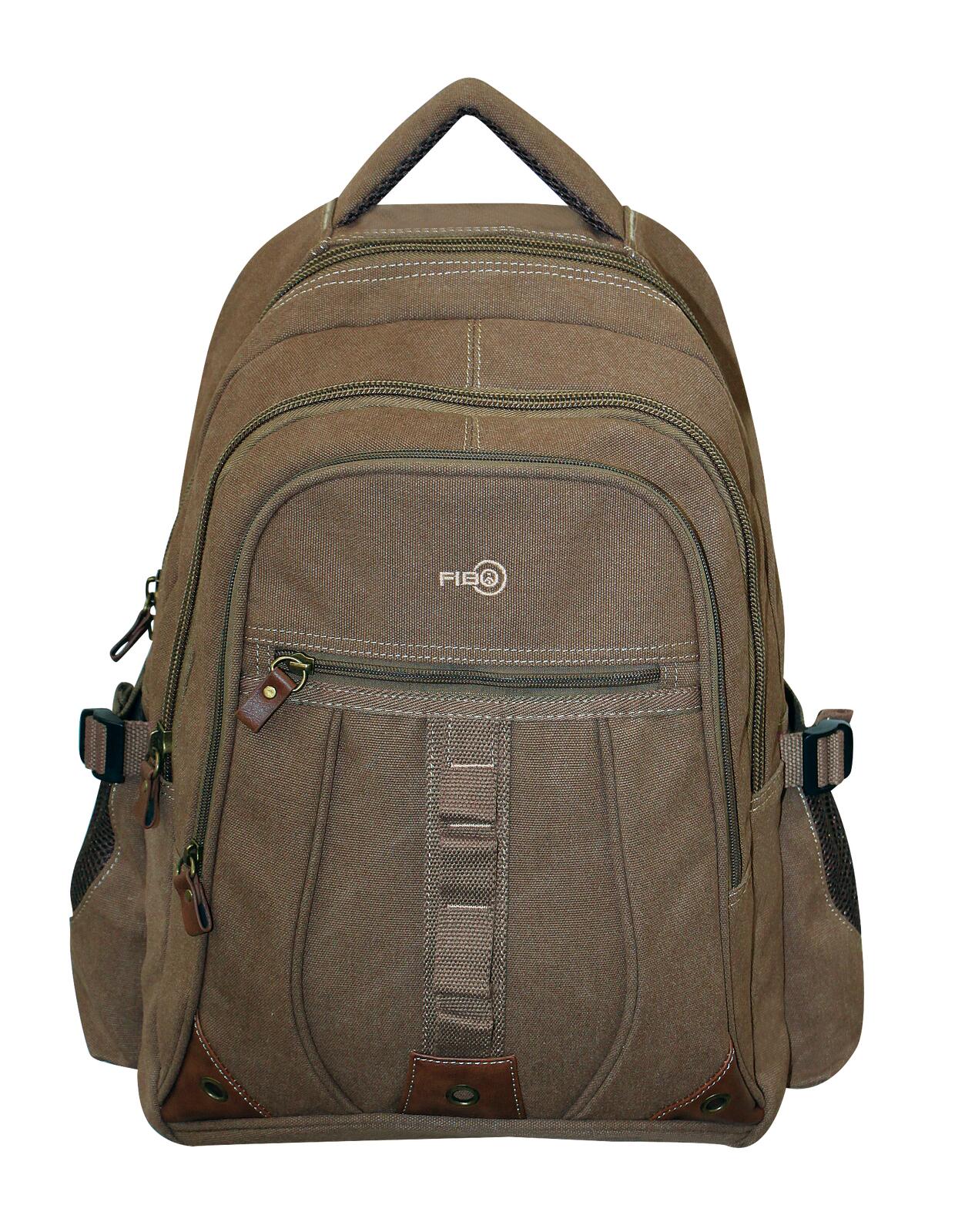 FIB Washed Canvas Backpack Bag in Khaki