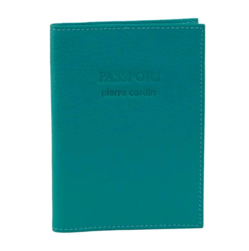 Pierre Cardin Slim Leather Passport Travel Wallet Holder RFID Case Cover - Turqu