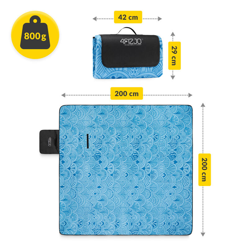 Pătură de picnic impermeabilă cu izolație pentru plajă 4FIZJO 200 x 200 cm