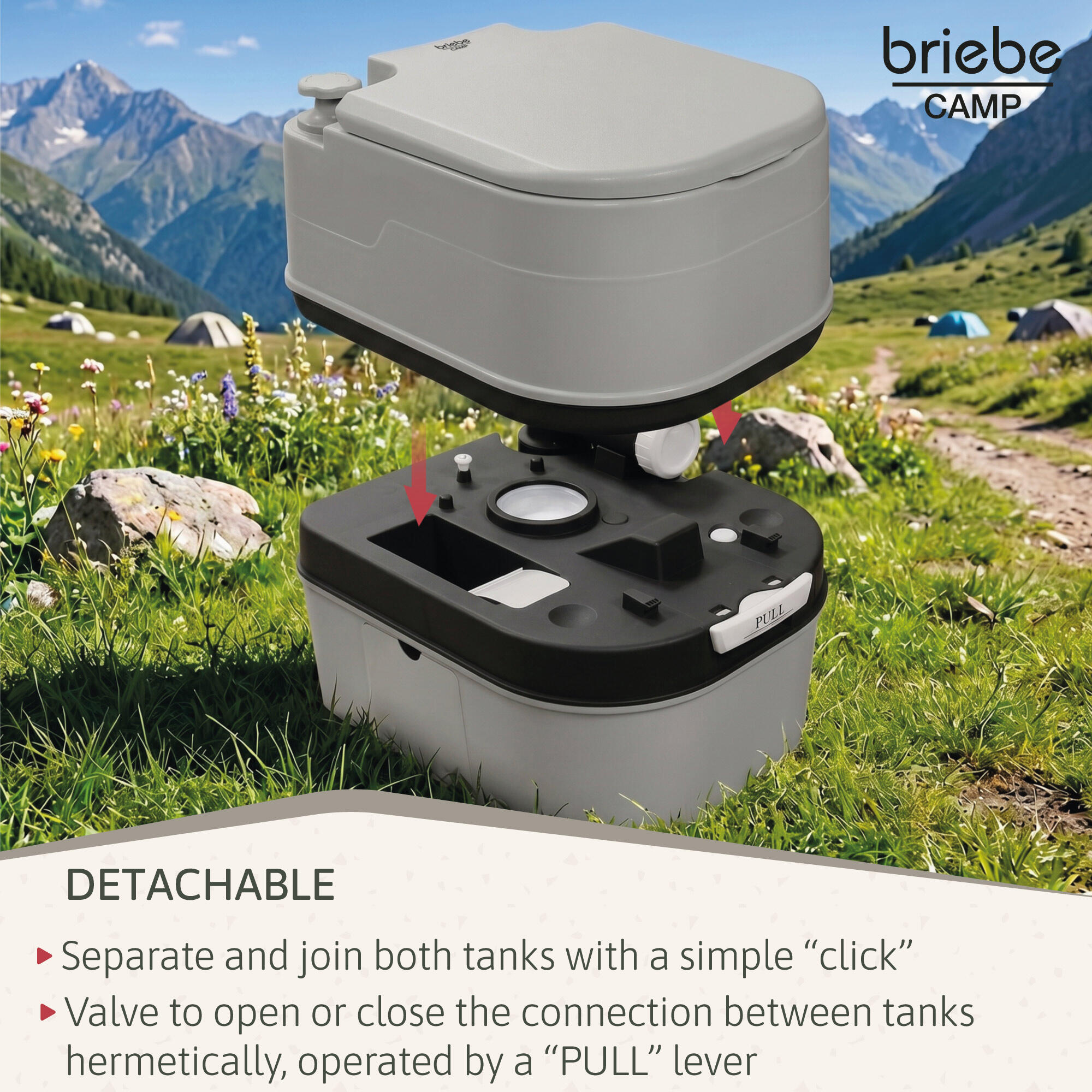 Tragbare 24L-Toilette für Wohnmobil-Camping, 20L-Wasserablauf-WC briebe Camp 7/7