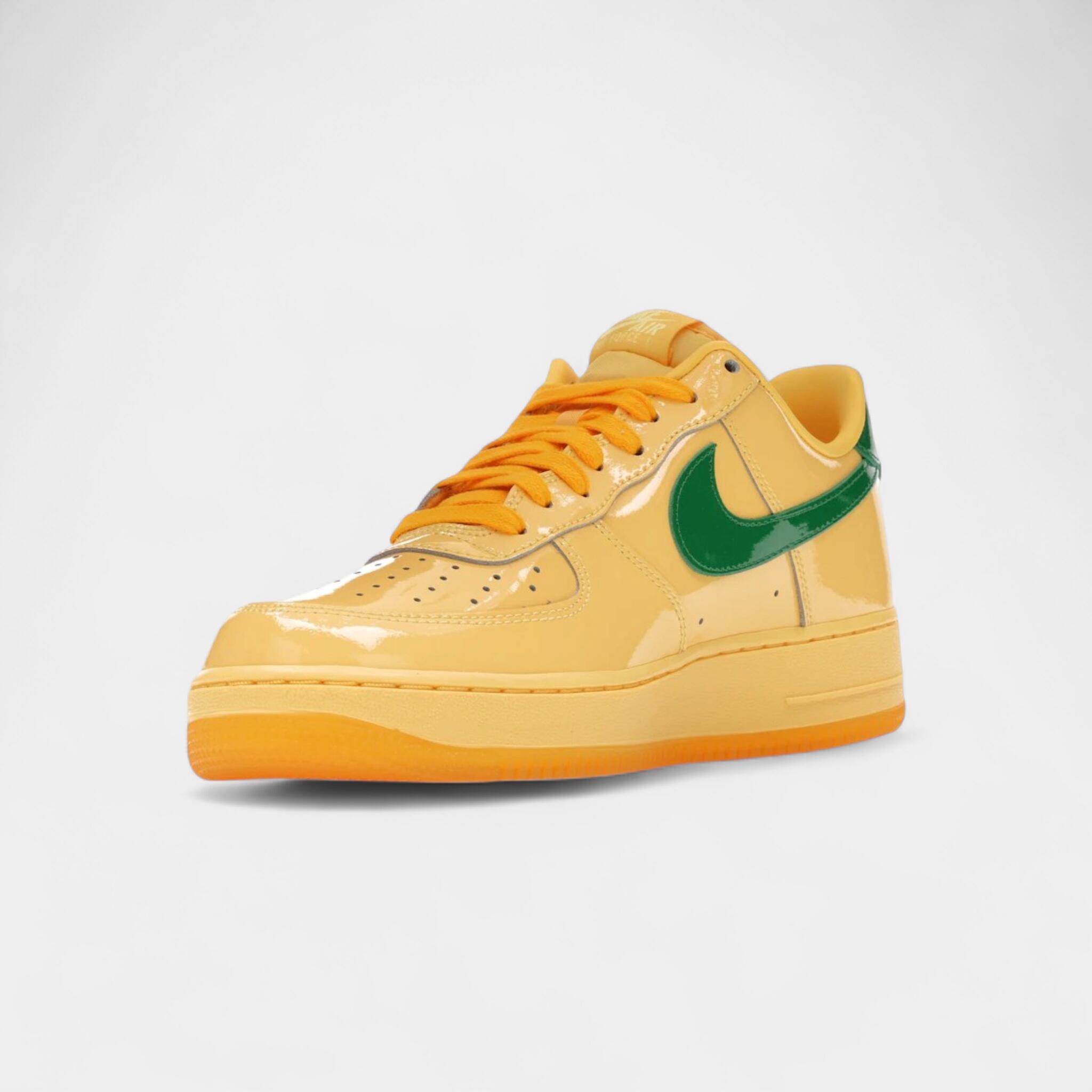 Nike Air Force 1 Low Patent Leather Topaz Gold Pine Green 3/4