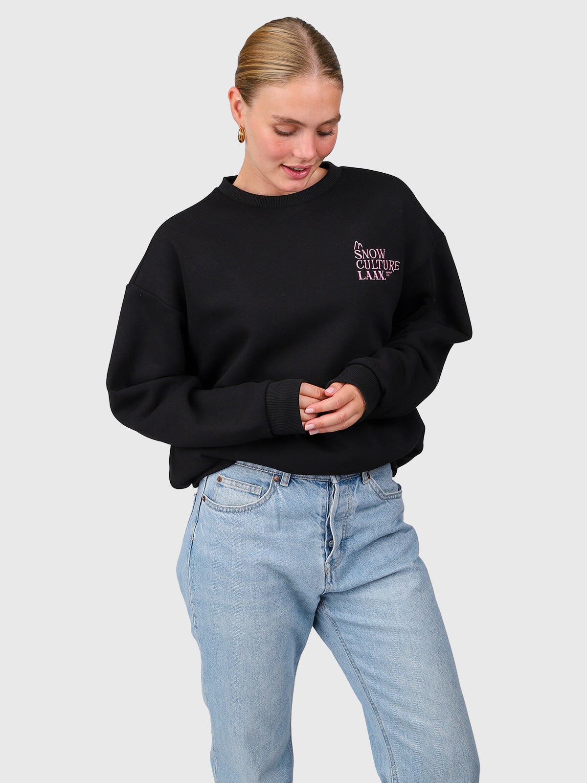 Almea Dames Sweater Snowboard Loose Fit Sweatshirt fabric Black 5/6