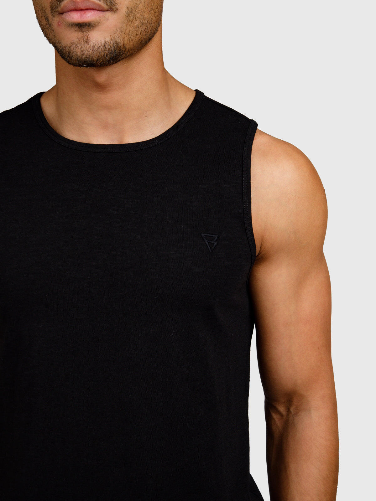 Malaku-Slub Heren Singlet Fashion Breathable Regular Fit Black 6/6