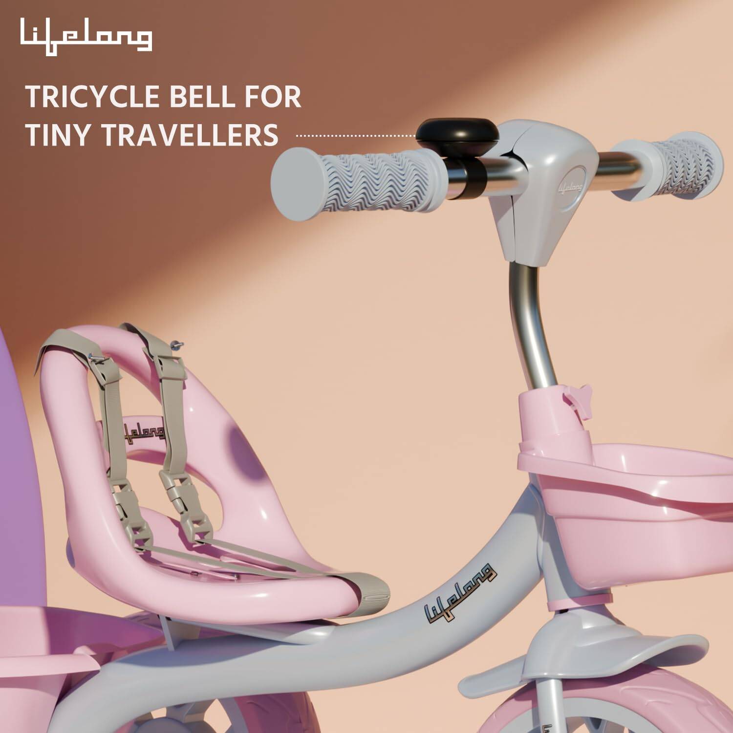 Lifelong Trike Cycle for Kids Cycle 2-5 Years | Tricycles for Boy&Girl | Baby Cycle | Bicycle for Kids | Bike for Kids with 3 Eva Wheels, Bell & Basket for Toys - 30Kg Capacity (Pink & Lavendar) -  5