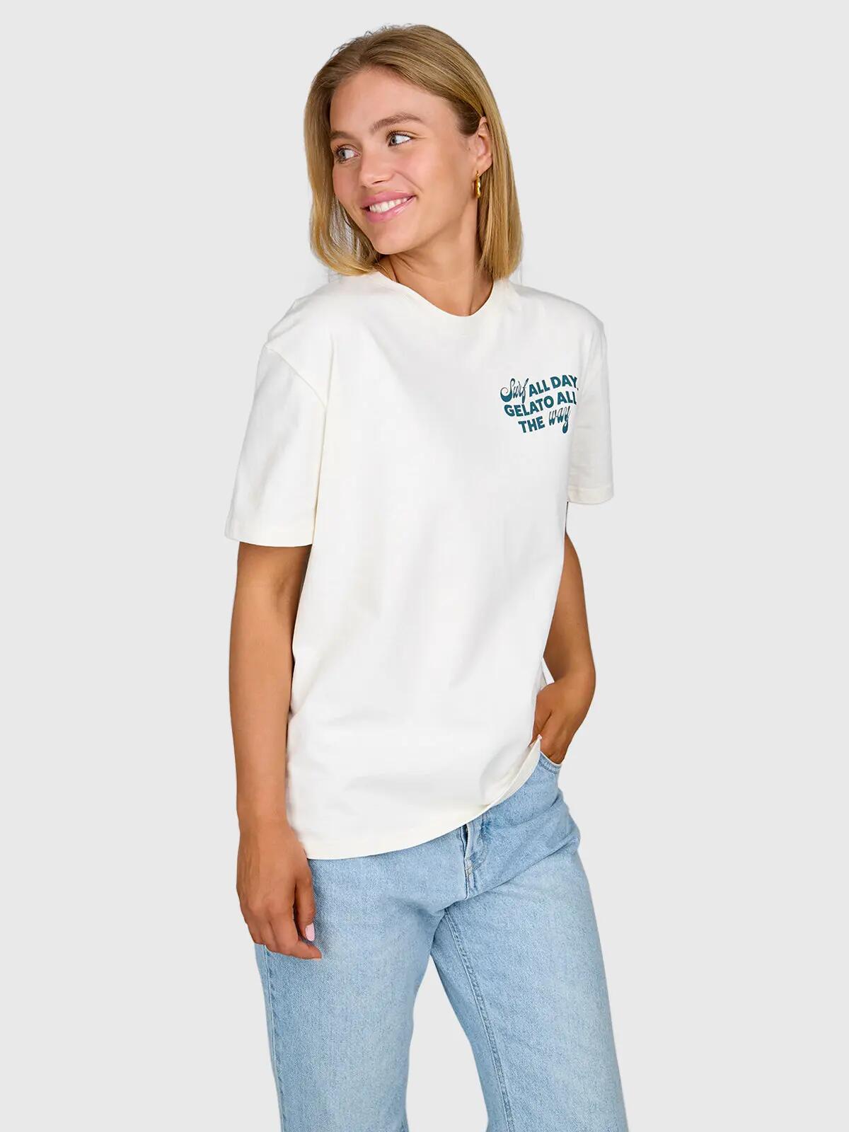 Ittalo Dames T-Shirt Fashion Regular Fit Crewneck Snow 6/7
