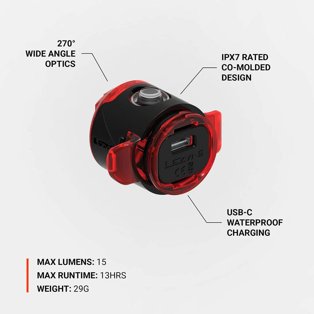 Lezyne Femto USB Drive Rear Light-Black (15 Lumens) -  3