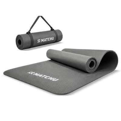 Fitnessmat - yogamat - 9mm - zwart - inclusief draagkoord