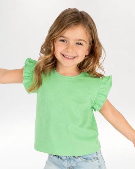 Camiseta bebé niña verde volantes