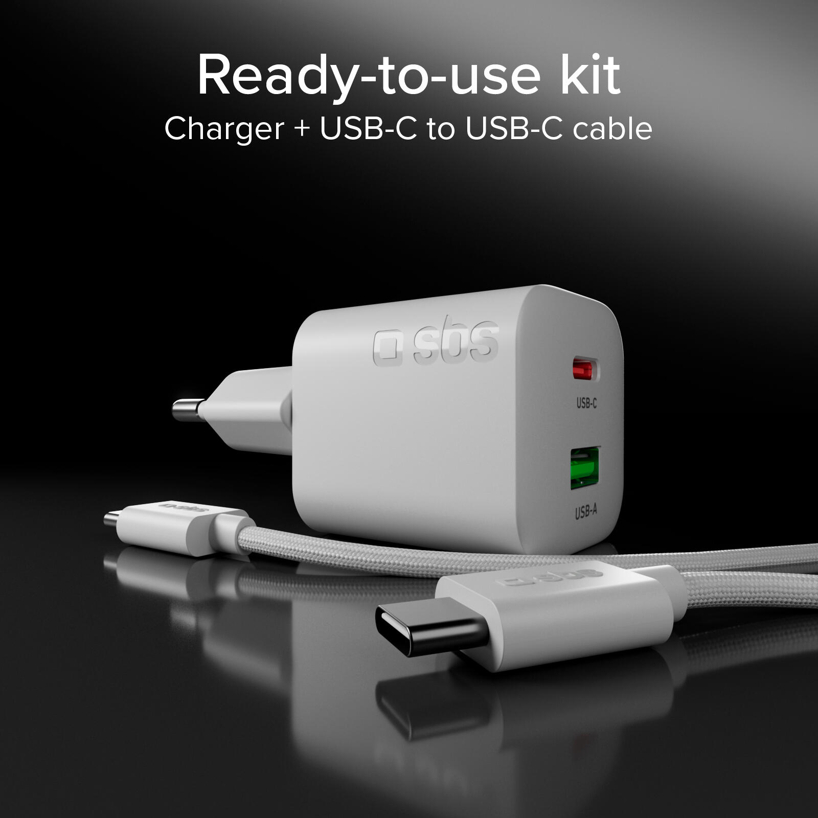 Kit caricatore 30W GaN con cavo USB‑C 1.5m 5/7