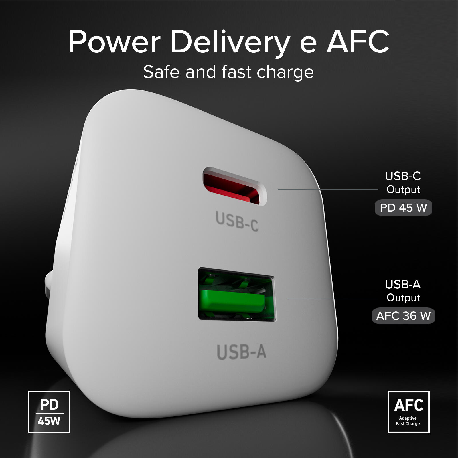 Kit caricatore da parete 45W GaN e Power Delivery, con cavo USB-C 1.5m 4/7
