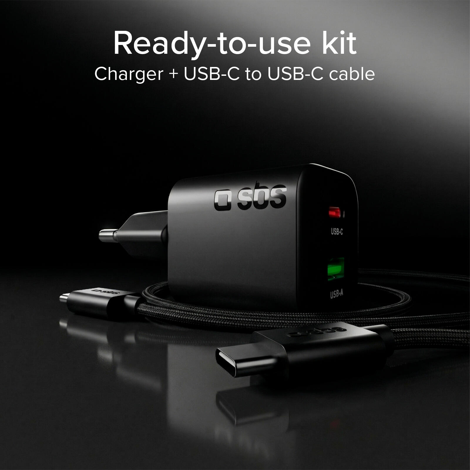 Kit caricatore 65W GaN con cavo USB‑C 1.5m 5/7