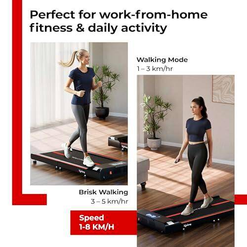 Lifelong Motorized 4.5 HP Foldable Walking Pad for Home | Treadmill for Home | 8 km/hr Speed | LED Display & Remote Control | Slim Under-Desk Walk Machine | 110 kg Capacity Ink Black -  3