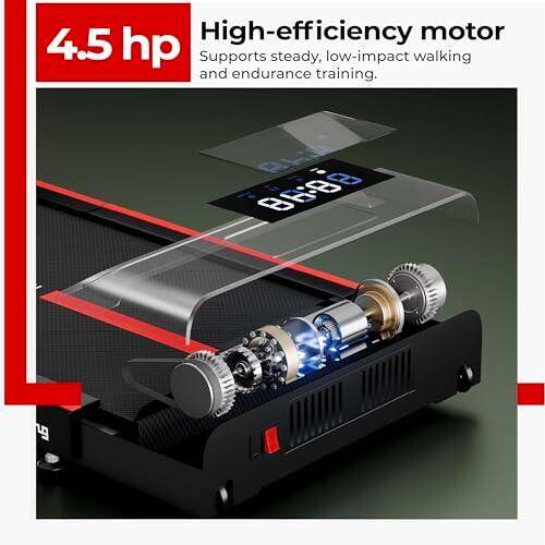 Lifelong Motorized 4.5 HP Foldable Walking Pad for Home | Treadmill for Home | 8 km/hr Speed | LED Display & Remote Control | Slim Under-Desk Walk Machine | 110 kg Capacity Ink Black -  2