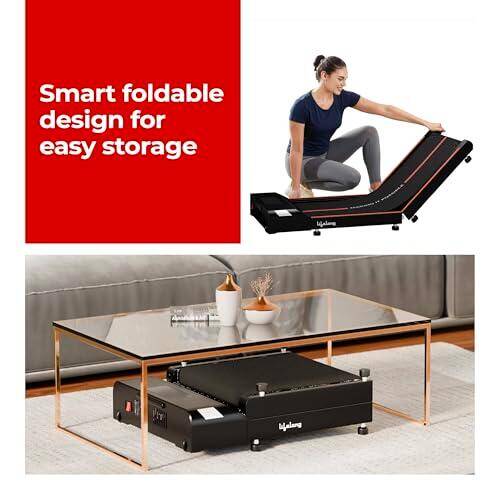 Lifelong Motorized 4.5 HP Foldable Walking Pad for Home | Treadmill for Home | 8 km/hr Speed | LED Display & Remote Control | Slim Under-Desk Walk Machine | 110 kg Capacity Ink Black -  4