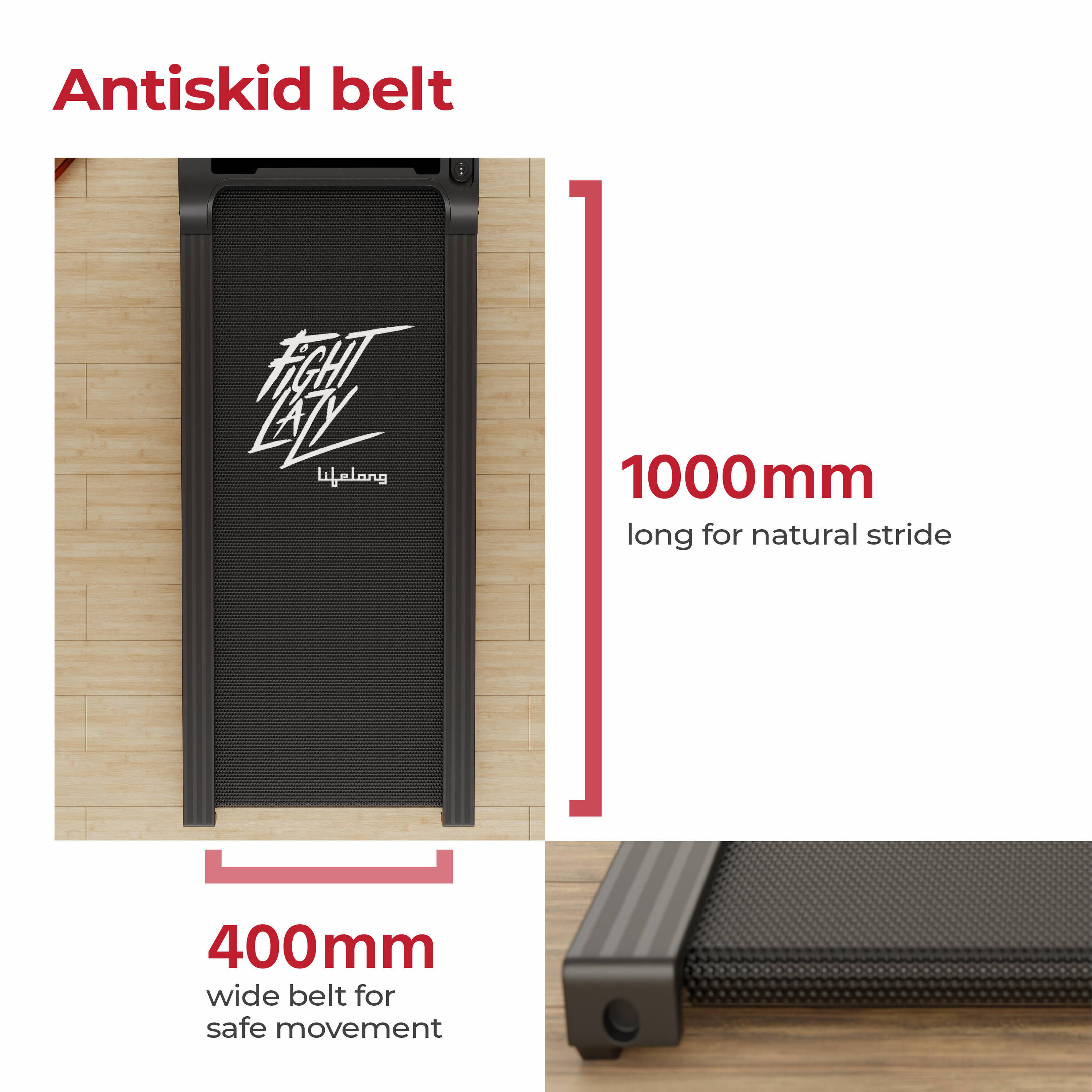 Lifelong Walking Pad for Home| 3HP Motor | 2 Level Manual Incline | LED Display & Remote Control| Foldable Treadmill |110Kg Capacity | 8km/h Speed | Gym Equipment for Home Workout (Black) LLTM181 -  4