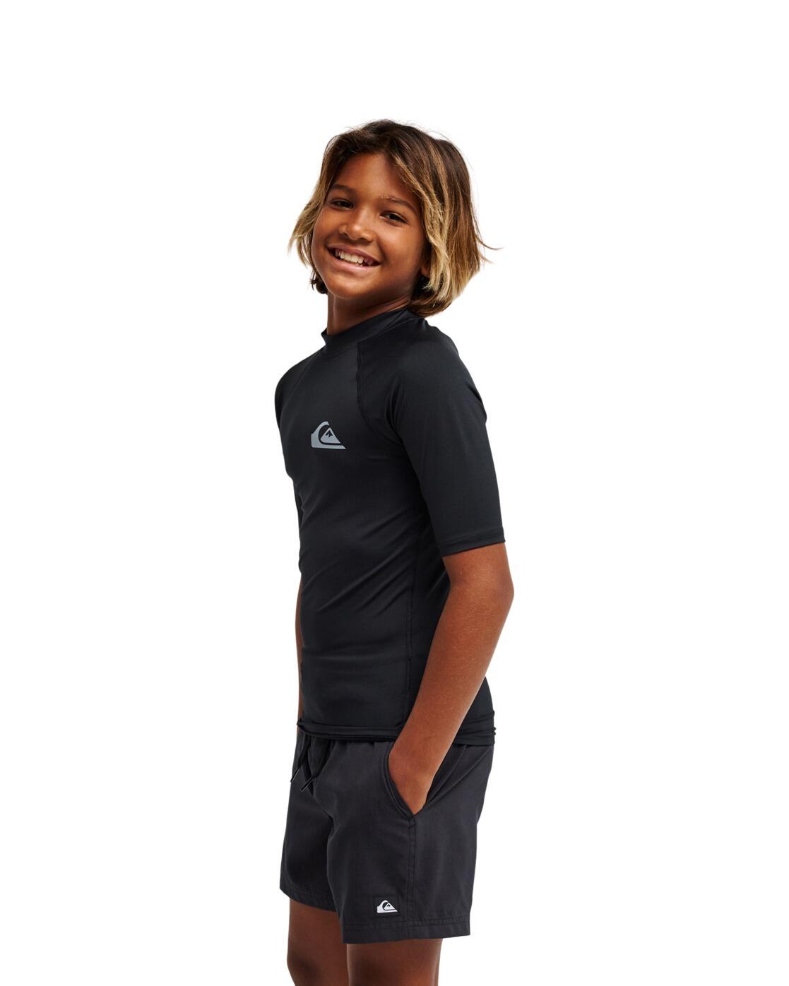 T-shirt de surf à manches courtes UPF50 EVERYDAY Noir Garçon 3/4