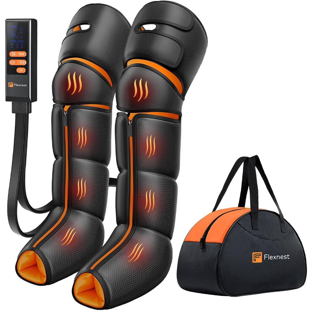 Flexnest Flow Leg Massager, 3-in-1 Leg Compression Massager for Circulation and Pain Relief Air Compression Foot, Calf, Thigh Massager with Handheld Controller - Black -  1