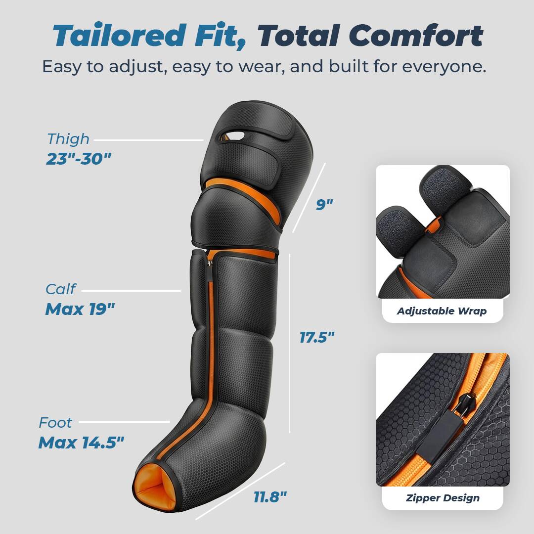 Flexnest Flow Leg Massager, 3-in-1 Leg Compression Massager for Circulation and Pain Relief Air Compression Foot, Calf, Thigh Massager with Handheld Controller - Black -  3