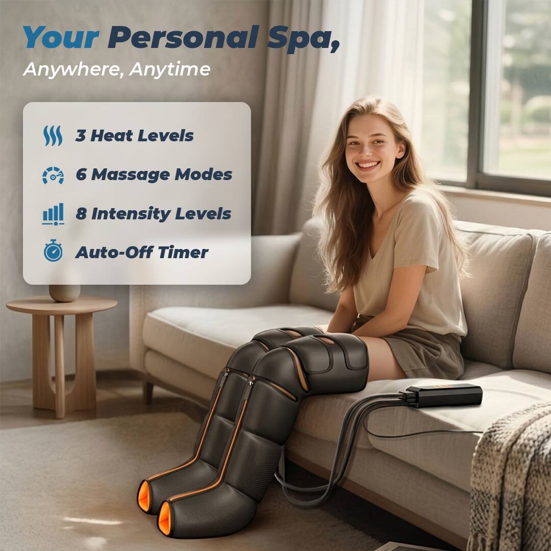 Flexnest Flow Leg Massager, 3-in-1 Leg Compression Massager for Circulation and Pain Relief Air Compression Foot, Calf, Thigh Massager with Handheld Controller - Black -  2