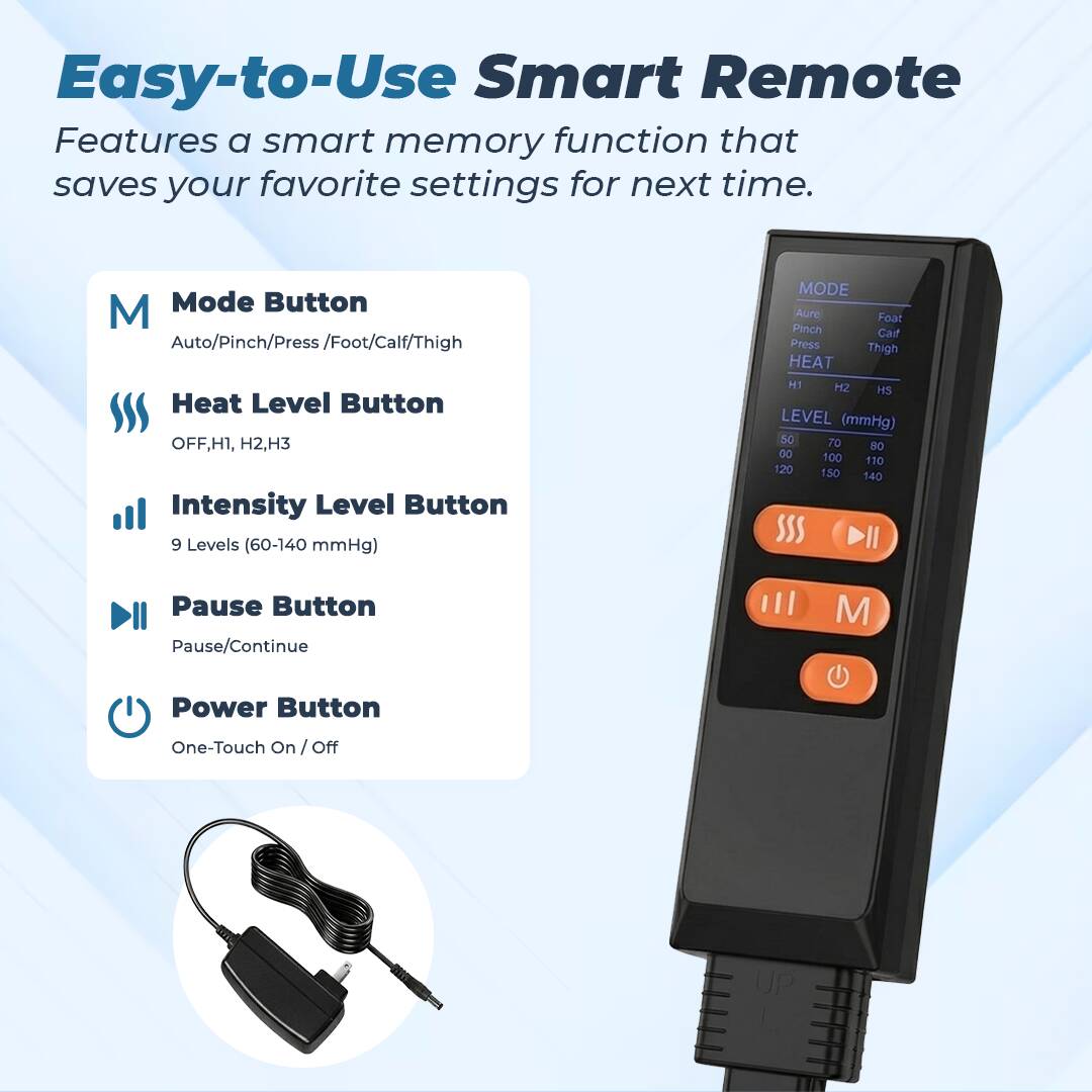 Flexnest Flow Leg Massager, 3-in-1 Leg Compression Massager for Circulation and Pain Relief Air Compression Foot, Calf, Thigh Massager with Handheld Controller - Black -  4