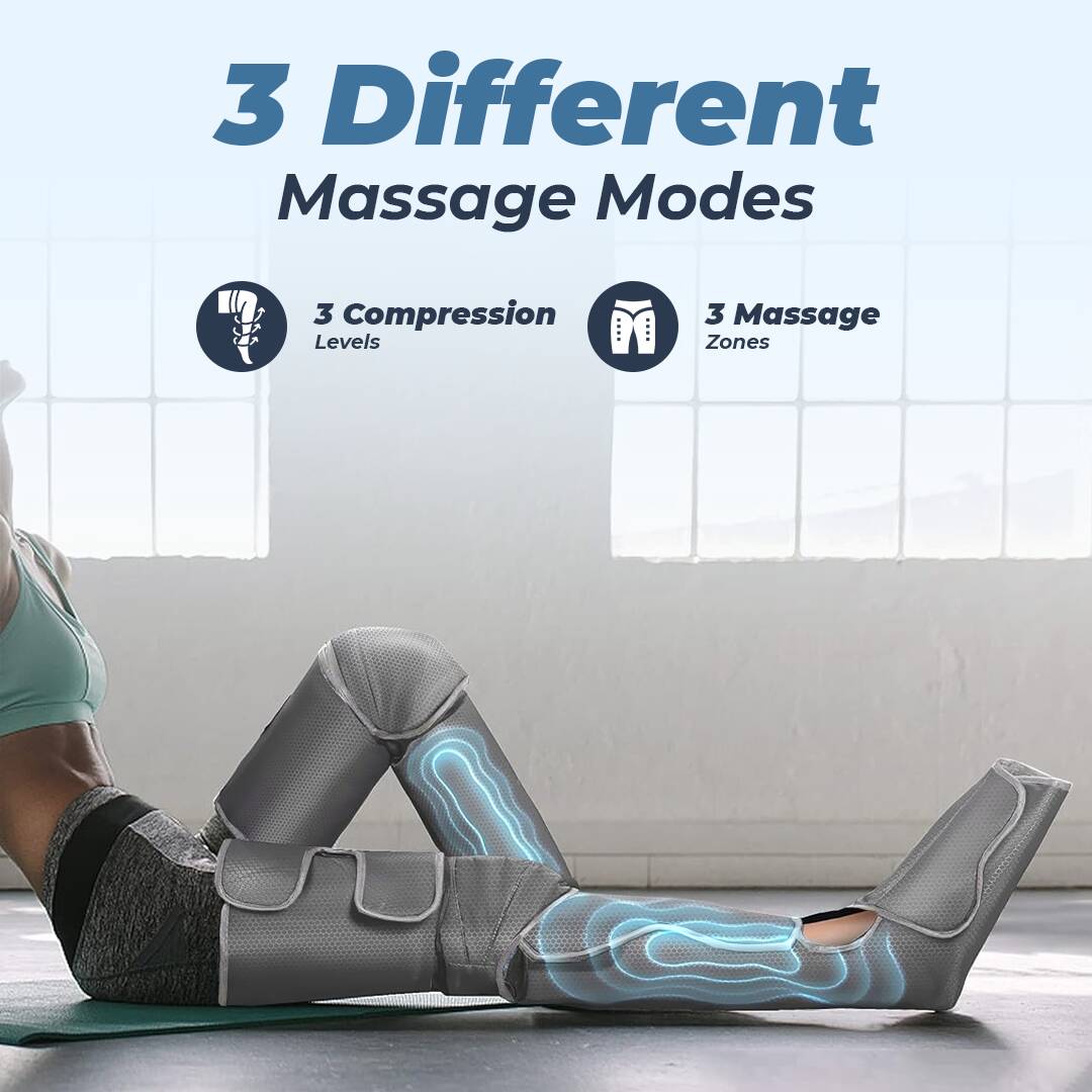Flexnest Air Compression Leg Massager 3-in-1 for Foot, Calf, Thigh with Handheld Controller - Black -  4