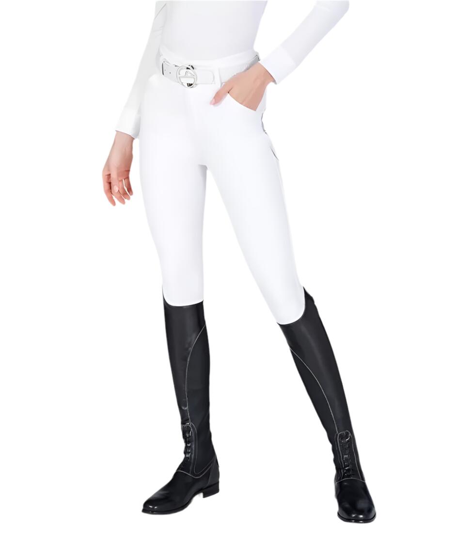 PANTALON D'ÉQUITATION  MOLVENO GRIP GENOU BLANC 1/2
