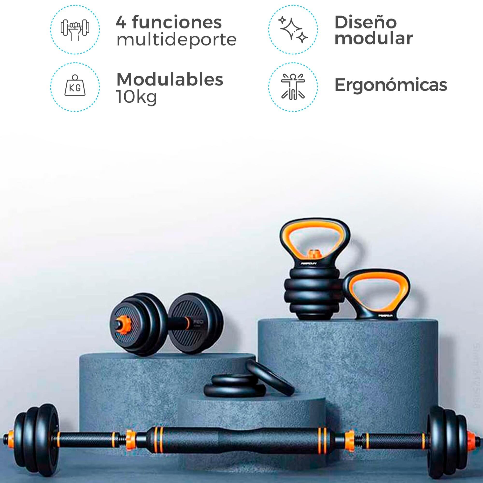FED-gewichtenset van 10 kg: dumbbells + halterstang + kettlebell 2/8