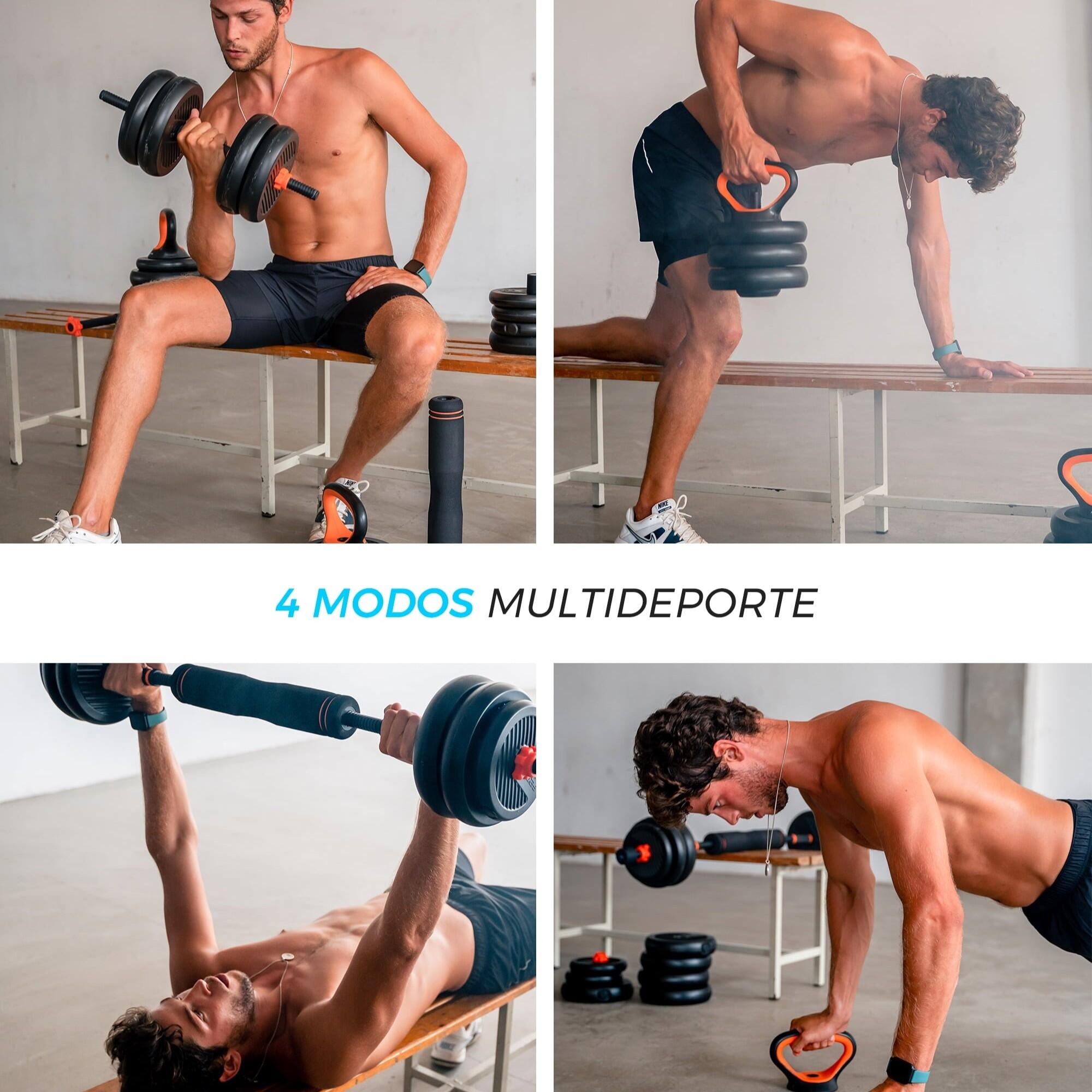 FED-gewichtenset van 10 kg: dumbbells + halterstang + kettlebell 5/8