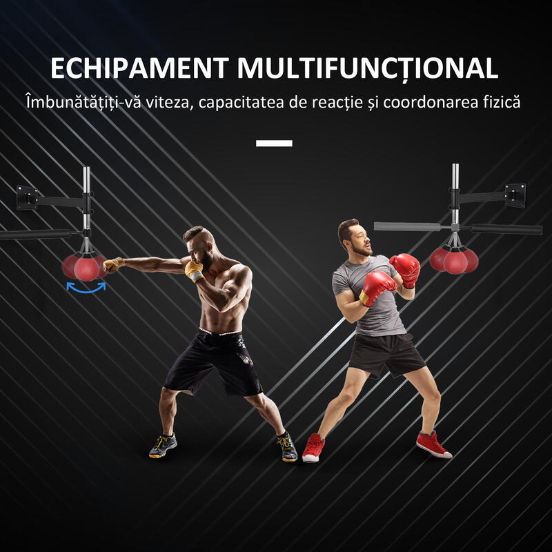 Sac de box HOMCOM pentru box si MMA, montaj perete, reglabil pe inaltime otel