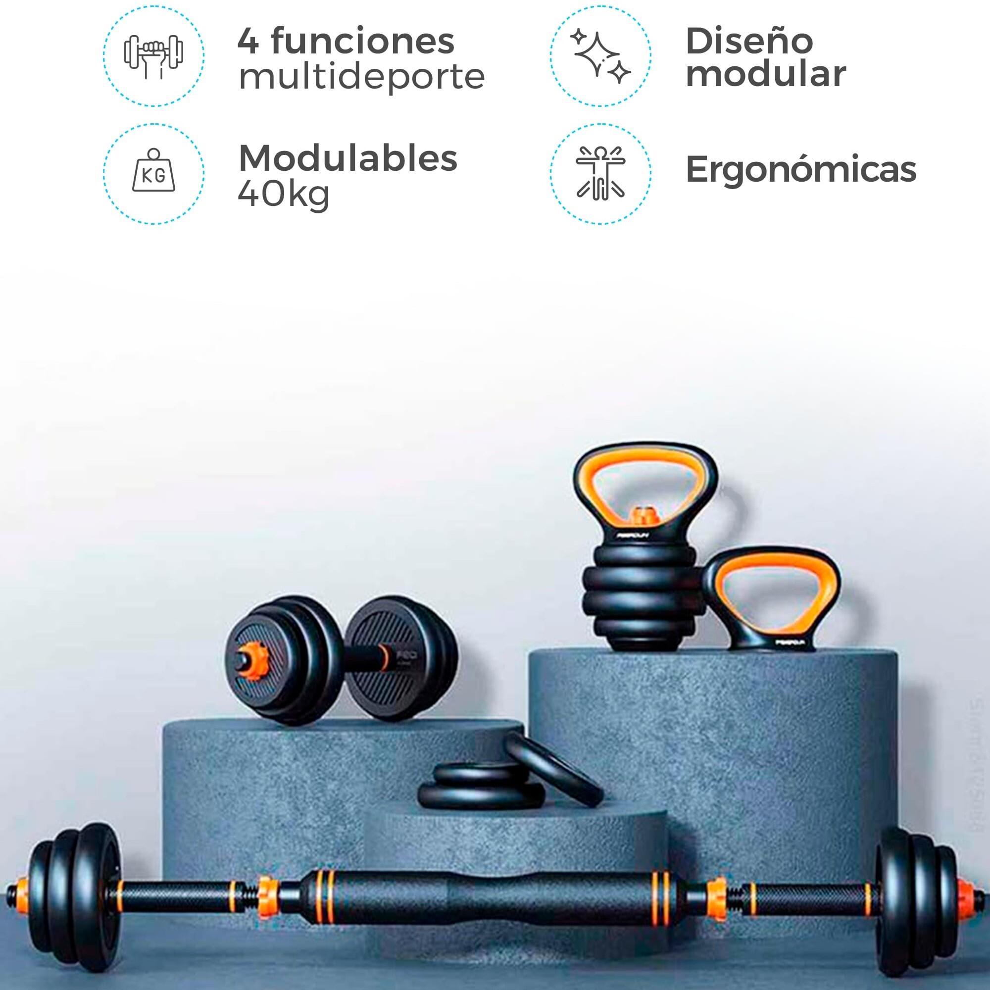 FED-gewichtenset van 40 kg: dumbbells + halterstang + kettlebell 2/8