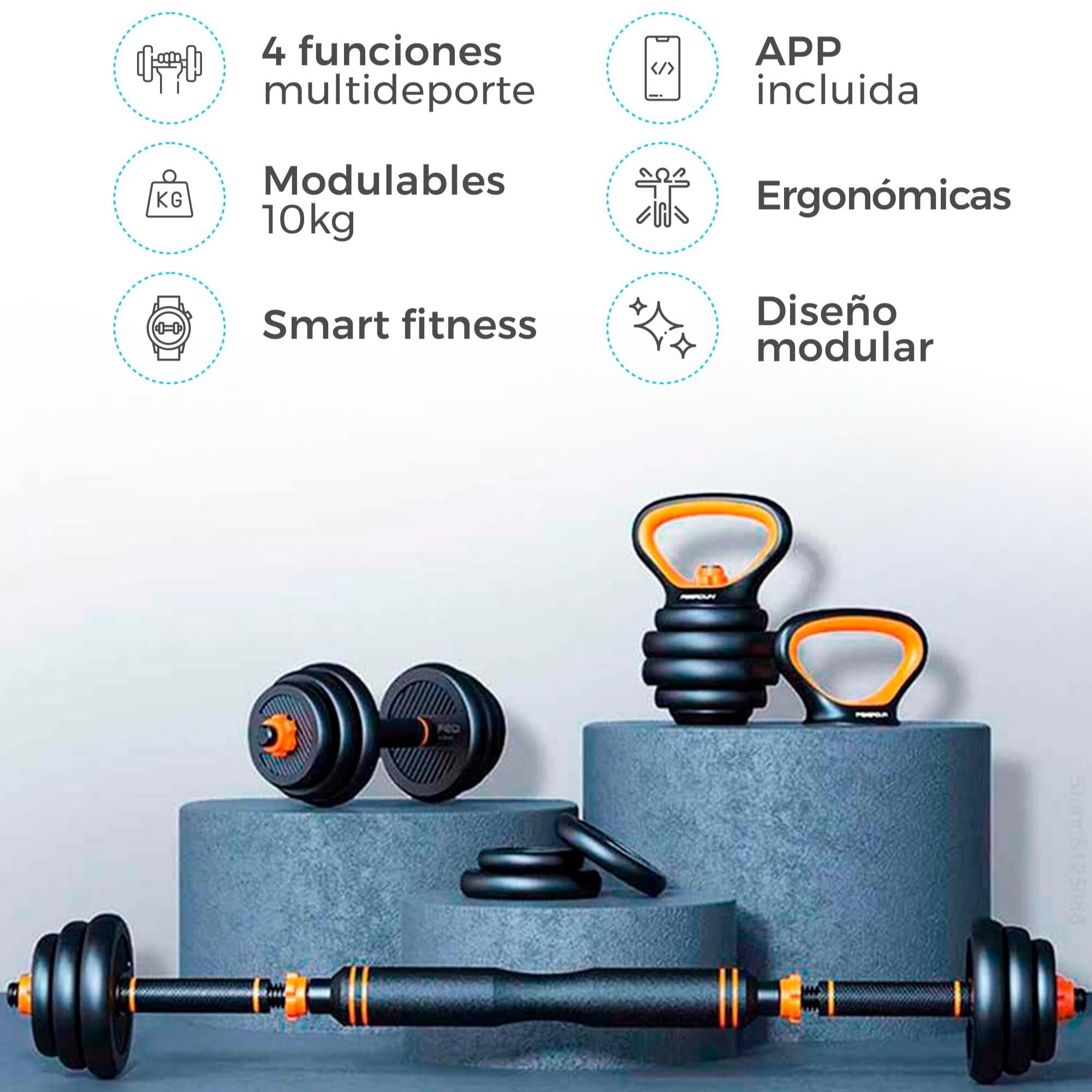 FED 10kg Connected Weight Kit: Halters + Barbell + Kettlebell + Sensor 3/8